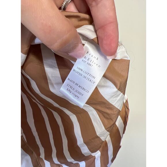 NEW Frank & Eileen Joedy Cotton Wide Stripe Button-Up Top Camel Size: Small - Picture 5 of 7